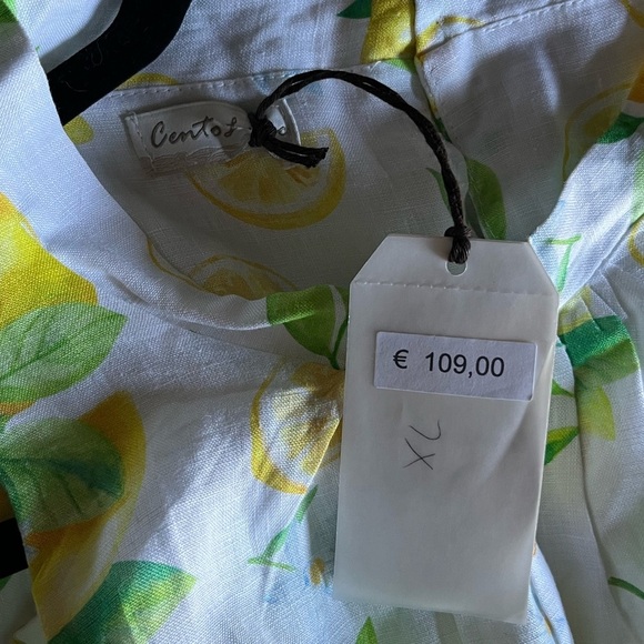 Cento Lino - 100% linen Sleeveless Lemon Print Midi Dress - Picture 3 of 8